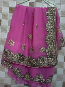 Embroidered Pink Saree