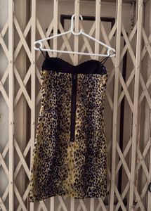 Leopard Print Strapless Mini Dress