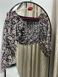 BERSHKA Bohemianl Floral Print Crop Top