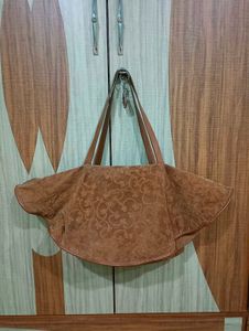 Brown Embossed Hobo Bag