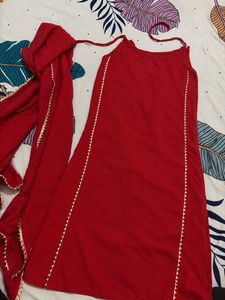3 piece Red Kurta Set with Dupatta