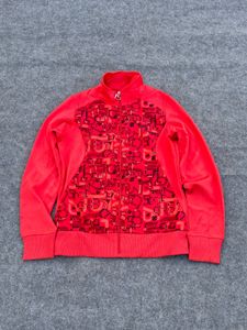 Vibrant Red Graphic Track Jacket