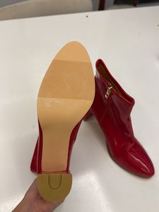 Vibrant Red Patent Ankle Boots