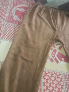 Brown Velour Pants with Embellishment