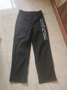 Unique Graphic Print Black Jeans