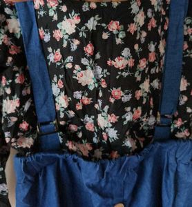 beautiful denim frock with floral inner attached