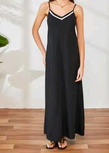 Black Maxi Dress with White Trim
