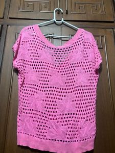 Pink Crochet Star Top