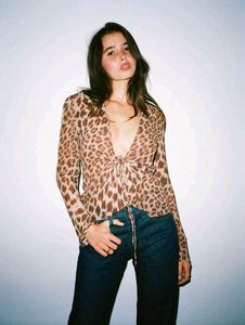 y2k vintage leopard print wrap top/shrug🐆