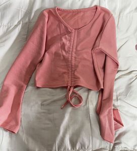 Cute Pink Cinched Crop Top
