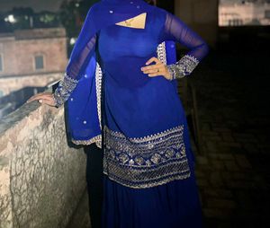 Royal Blue Embroidered Kurta Set