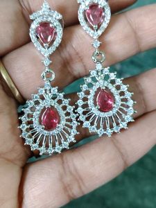 Stunning Red Stone Dangle Earrings