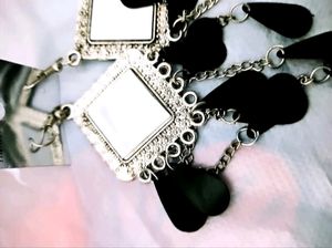 Black Silver Mirror Stylish Jhumka...⚫