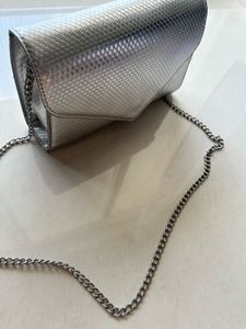 Silver Metallic Textured Clutch