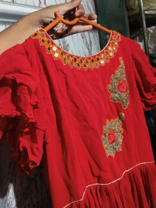 Stunning Red Embroidered Ethnic Gown