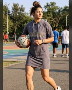 Grey Sporty Hoodie Dress