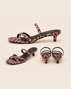 Leopard Print Kitten Heel Sandals