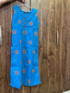 Blue Kurta with Embellished Print