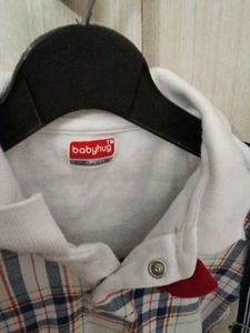 Baby Boy Plaid Romper with Suspenders