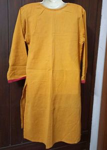 Yellow Striped Embroidered Kurta