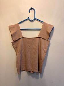 beige crop top with buttons