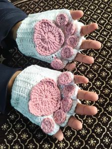 Crochet Paw Hand Gloves