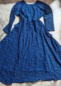 Elegant Blue Printed Maxi Dress