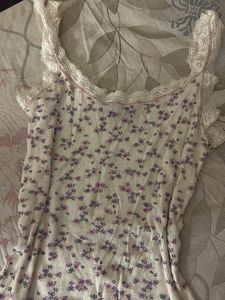 Vintage Y2K Floral Lace Ruffle Cami