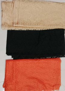 Elegant black, orange, cream net fabric
