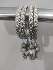 Set of Black and Blush Pink Bangles ,silver B
