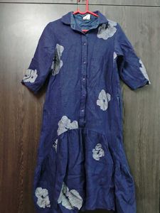 Blue Floral Button-Down Dress