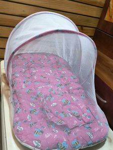 Pink Baby Bed with Mosquito Net
