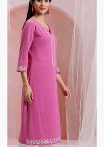 Pink Embroidered Kurti