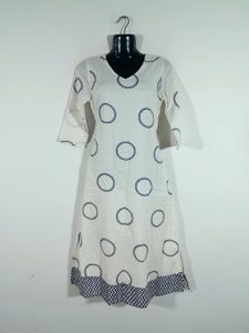 Off White Printed A Line Kurta For Women's