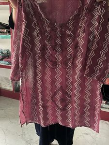 Embroidered Maroon Kurta