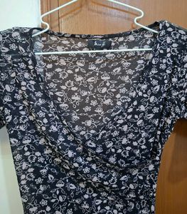 Chic Print Wrap Top