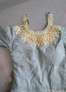 Elegant Grey Embroidered Ethnic Gown