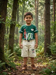 Boys Green Typo T-Shirt & Shorts Set