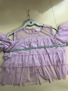 Lavender Ruffled Cold-Shoulder Top