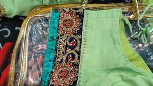 heavy party wear saree Light Green Embellished