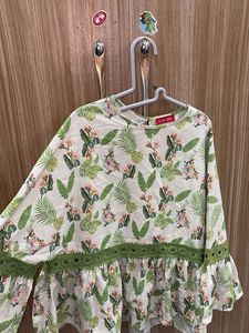 Cute Tropical Print Peplum Top