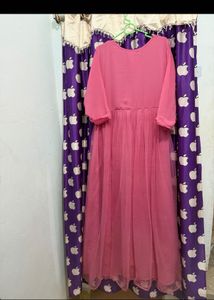 Pink Ethnic Gown with Gold Embroidery
