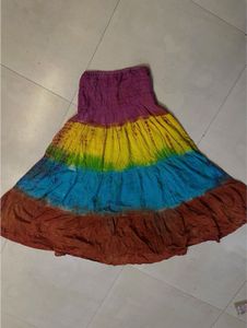 Boho Rainbow Tiered Maxi Skirt