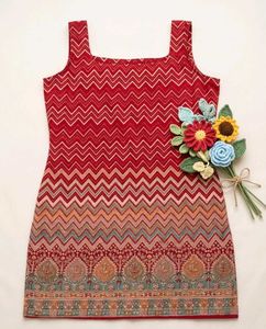 Red Chevron Print Kurta