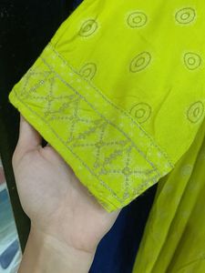 Bright Lime green Embellished Kurta