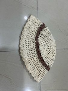 Cream &amp; Brown Top, Skirt &amp; Cap Crochet Set