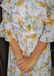 Floral Print Pleated Midi Dress