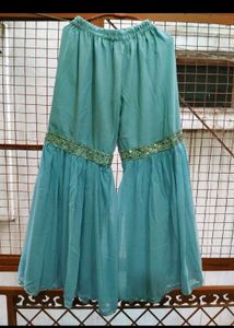 Stunning Blue Mirror Work Sharara Set