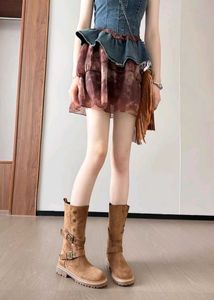 Stylish Suede Buckle Boots
