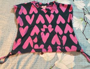 Cute Heart Print Girls coord Dress 5-6 Y